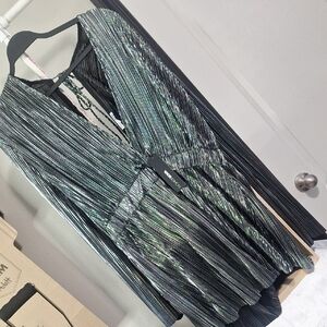 Metallic Pleated Dress